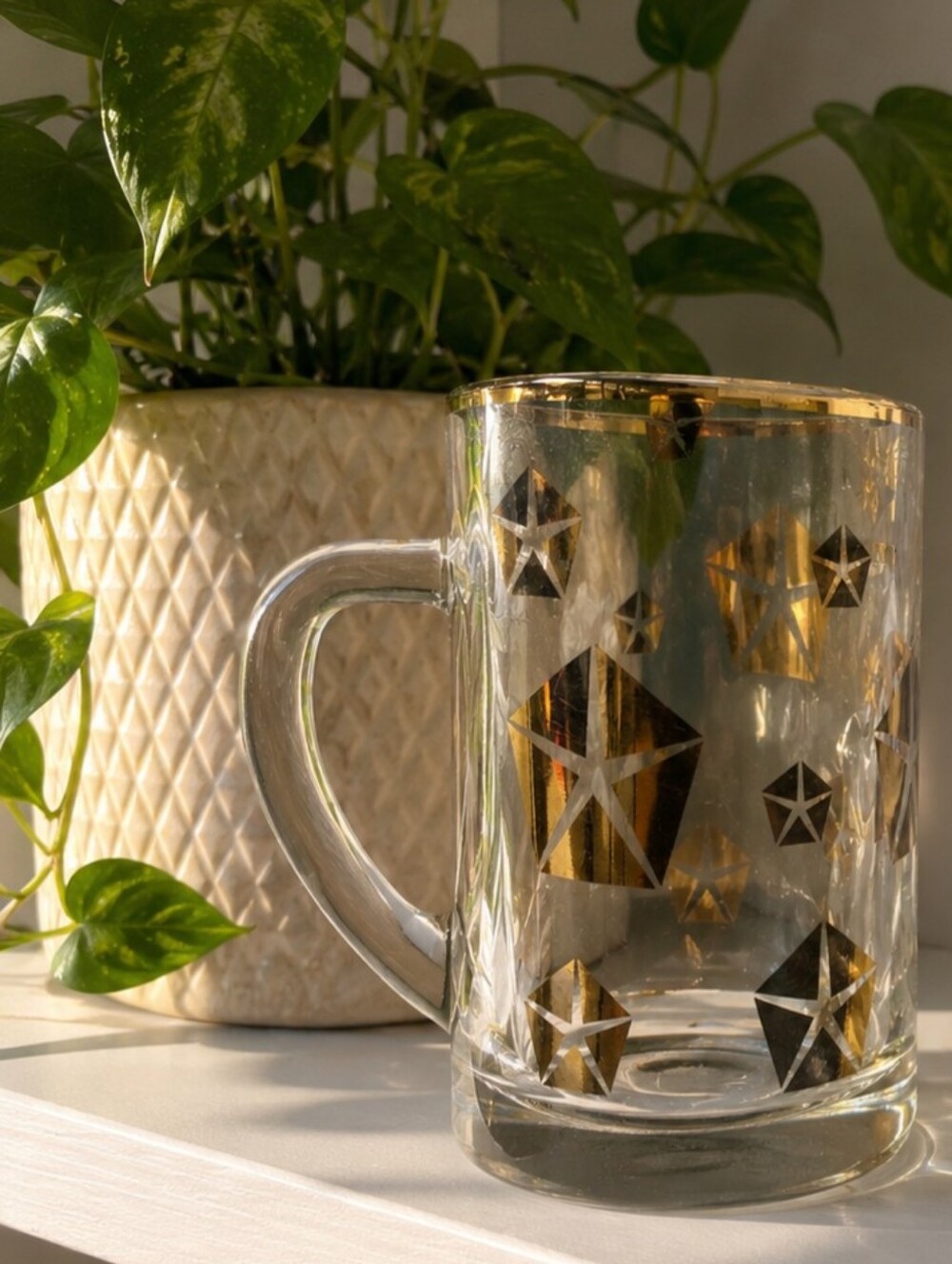 Vintage Chrysler Automotive Glass Mug With The Iconic Mopar Pentastar Logo